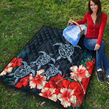 Hawaii Premium Quilt Four Turtle Hibiscus Tropical