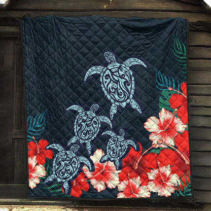 Hawaii Premium Quilt Four Turtle Hibiscus Tropical