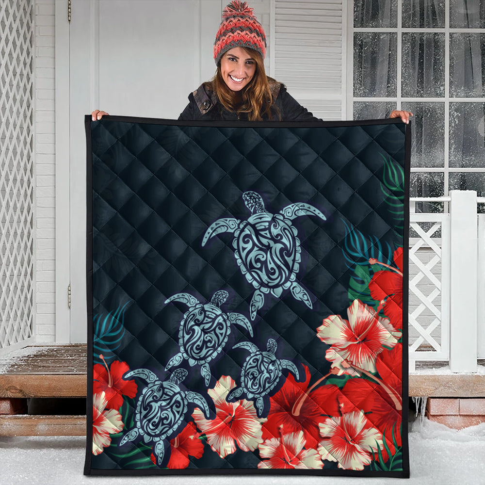 Hawaii Premium Quilt Four Turtle Hibiscus Tropical