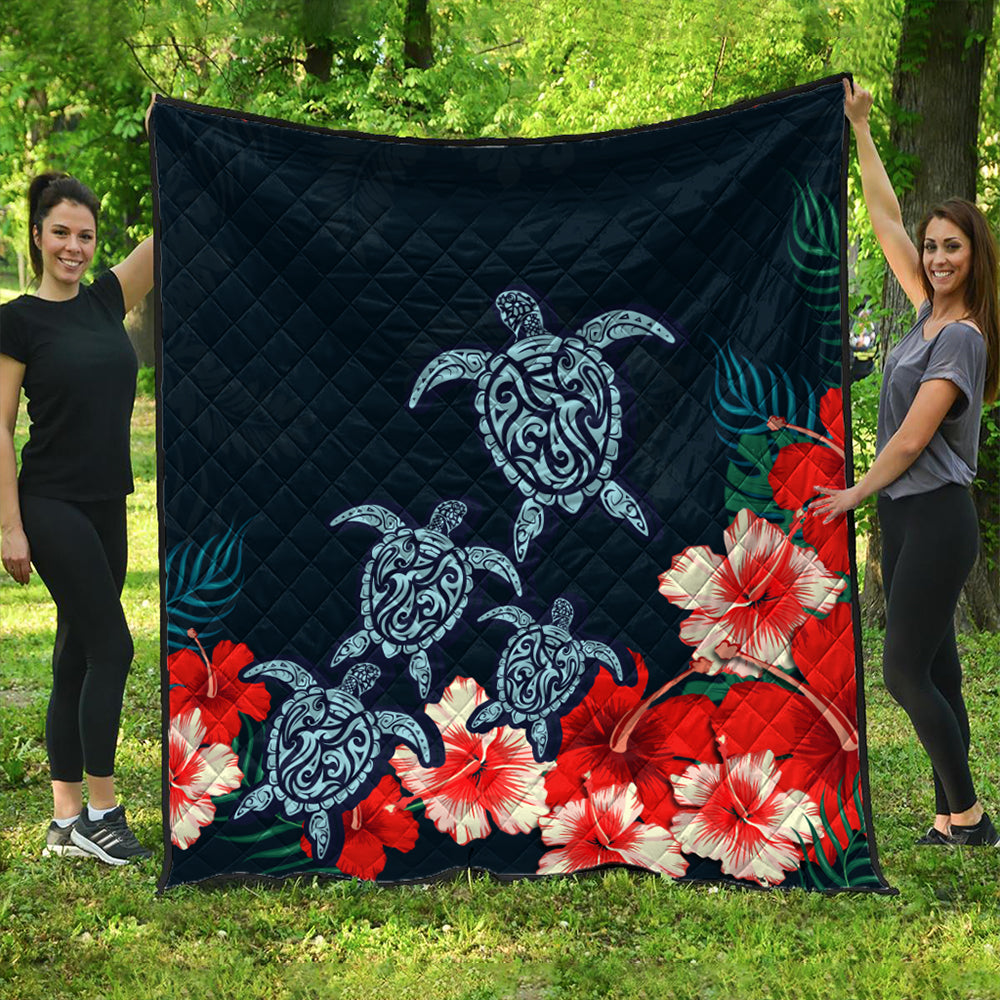 Hawaii Premium Quilt Four Turtle Hibiscus Tropical