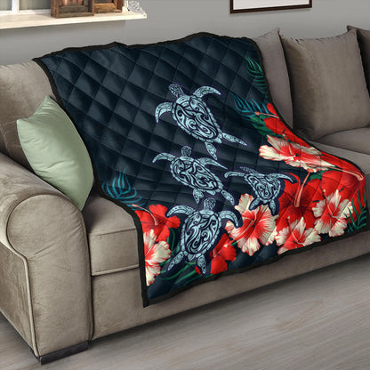 Hawaii Premium Quilt Four Turtle Hibiscus Tropical