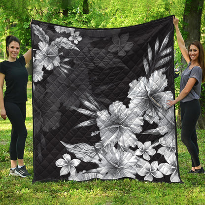 Hawaii Premium Quilt Hibiscus B&W