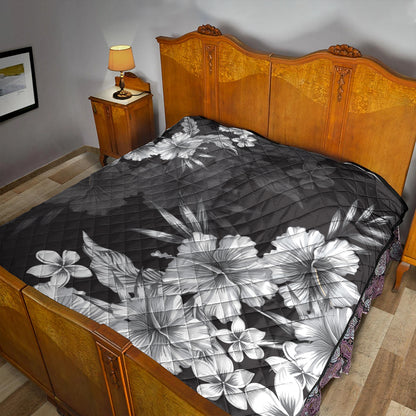 Hawaii Premium Quilt Hibiscus B&W