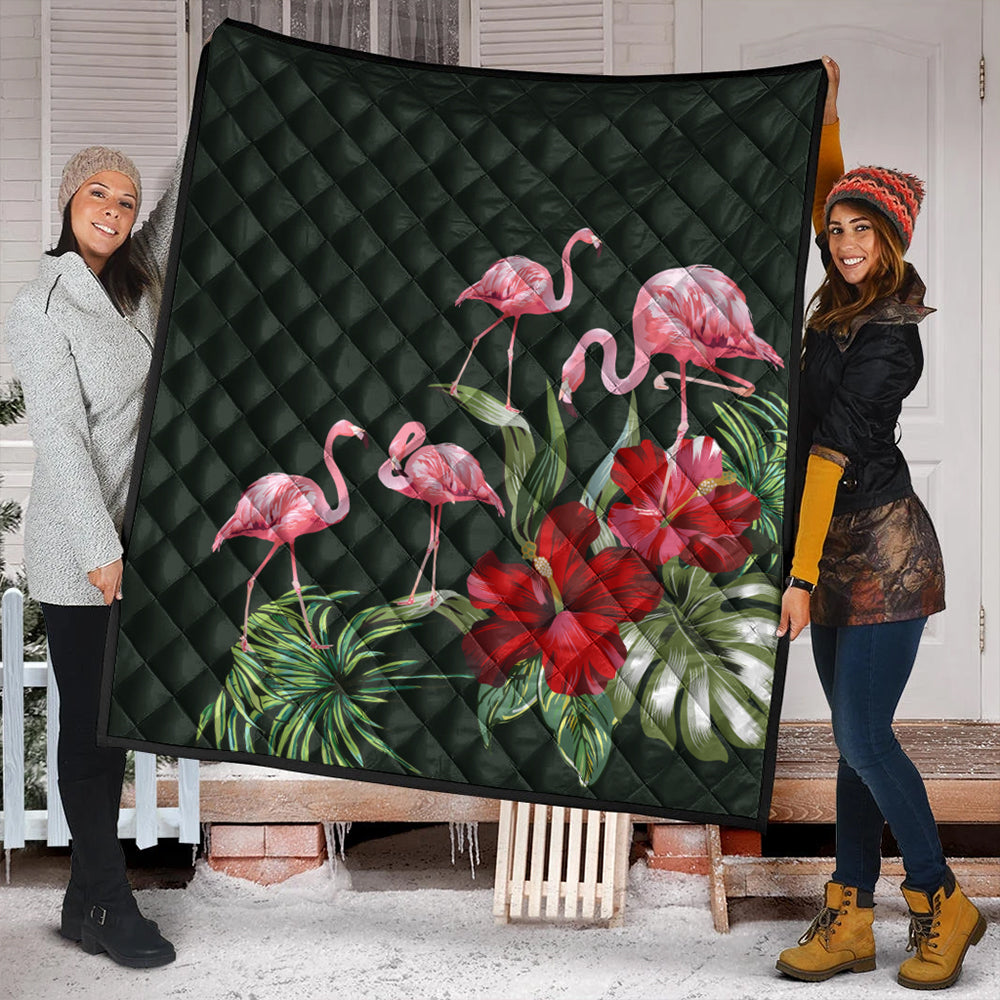 Hawaii Premium Quilt Hibiscus Flamingo