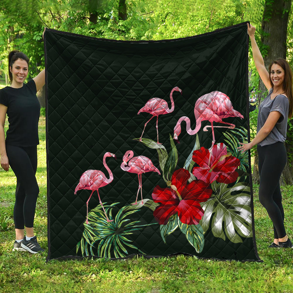 Hawaii Premium Quilt Hibiscus Flamingo