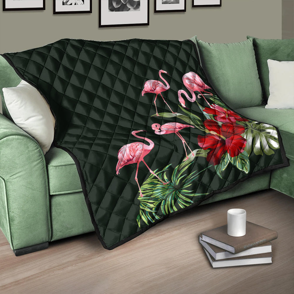 Hawaii Premium Quilt Hibiscus Flamingo
