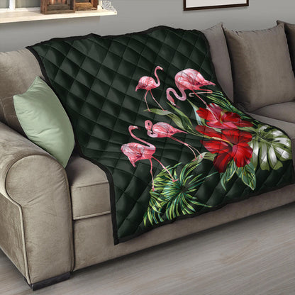Hawaii Premium Quilt Hibiscus Flamingo