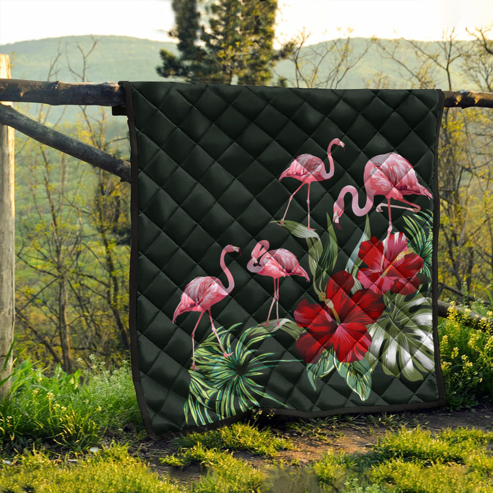 Hawaii Premium Quilt Hibiscus Flamingo
