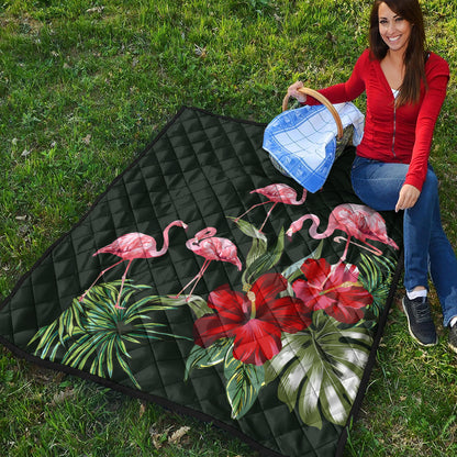Hawaii Premium Quilt Hibiscus Flamingo