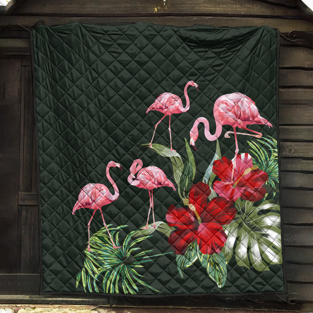 Hawaii Premium Quilt Hibiscus Flamingo