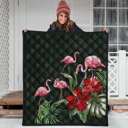 Hawaii Premium Quilt Hibiscus Flamingo