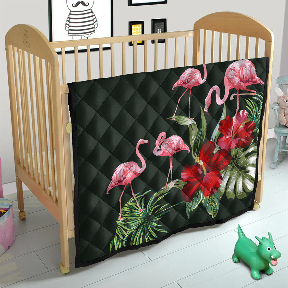 Hawaii Premium Quilt Hibiscus Flamingo