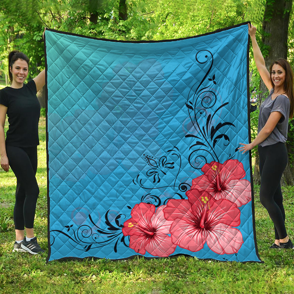 Hawaii Premium Quilt Hibiscus Flower Red