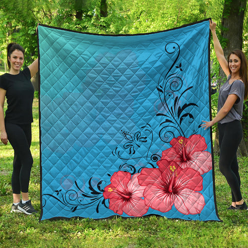 Hawaii Premium Quilt Hibiscus Flower Red
