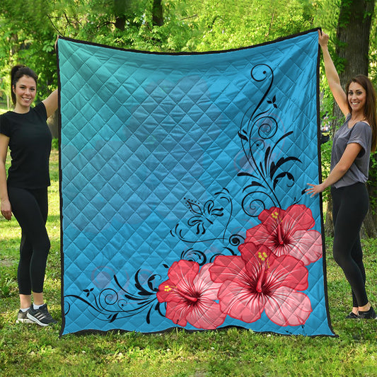 Hawaii Premium Quilt Hibiscus Flower Red