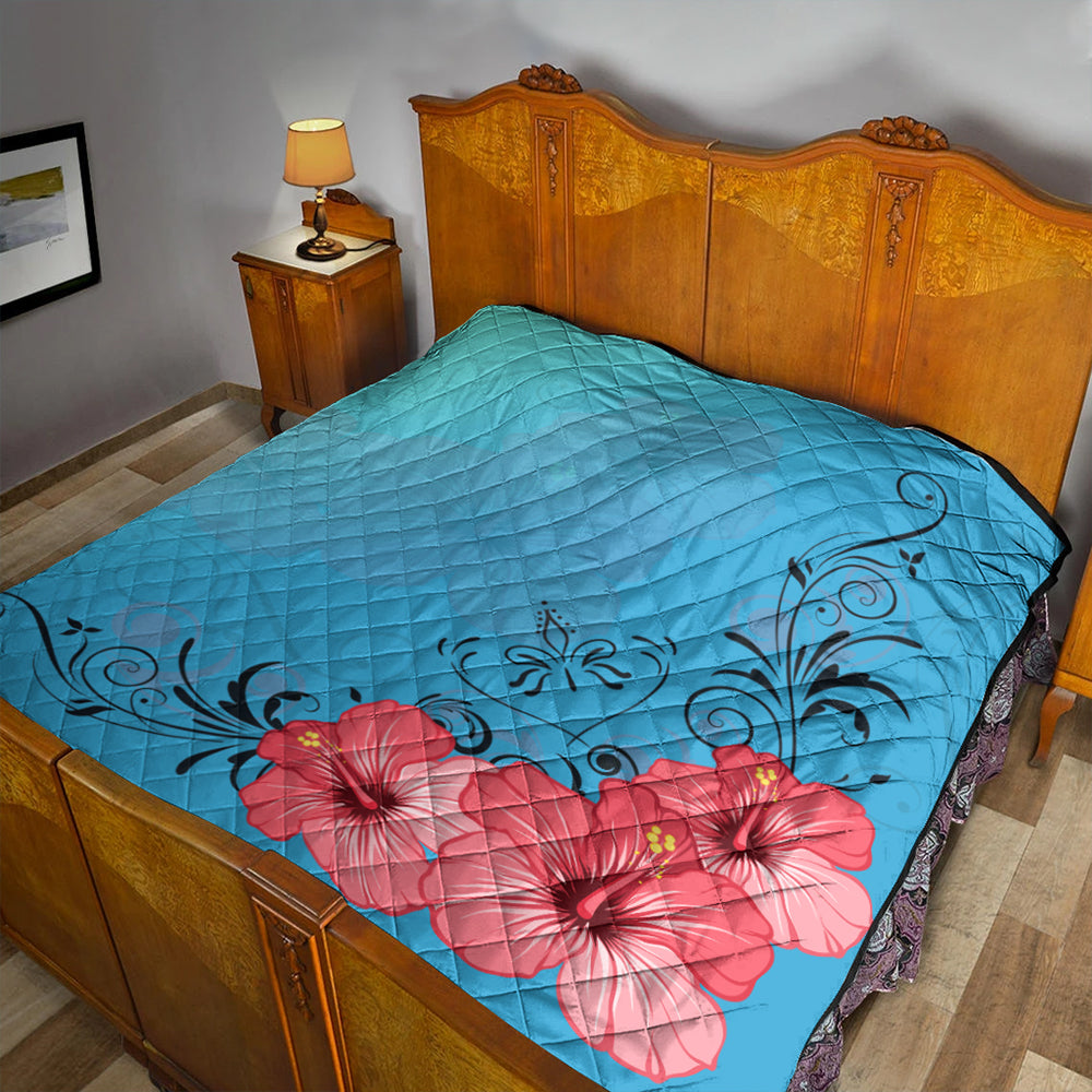Hawaii Premium Quilt Hibiscus Flower Red
