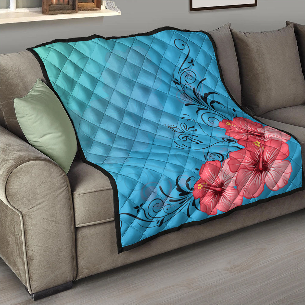 Hawaii Premium Quilt Hibiscus Flower Red