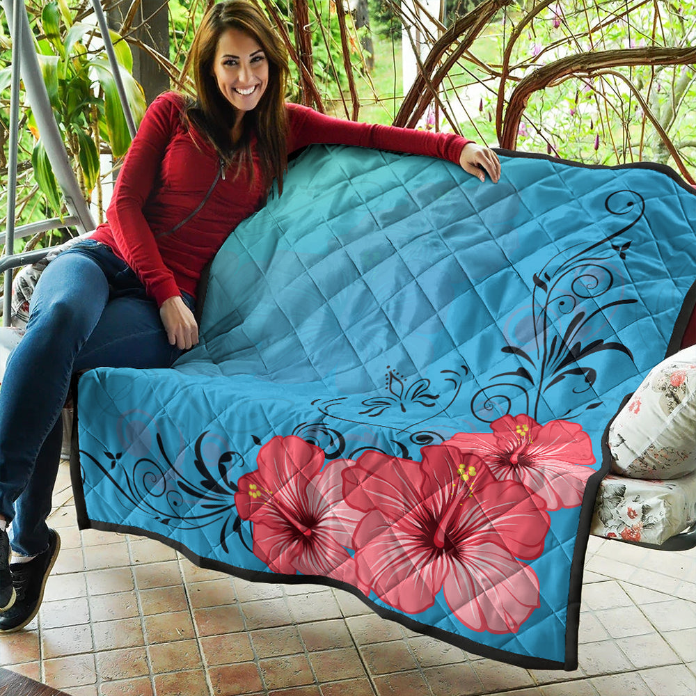 Hawaii Premium Quilt Hibiscus Flower Red