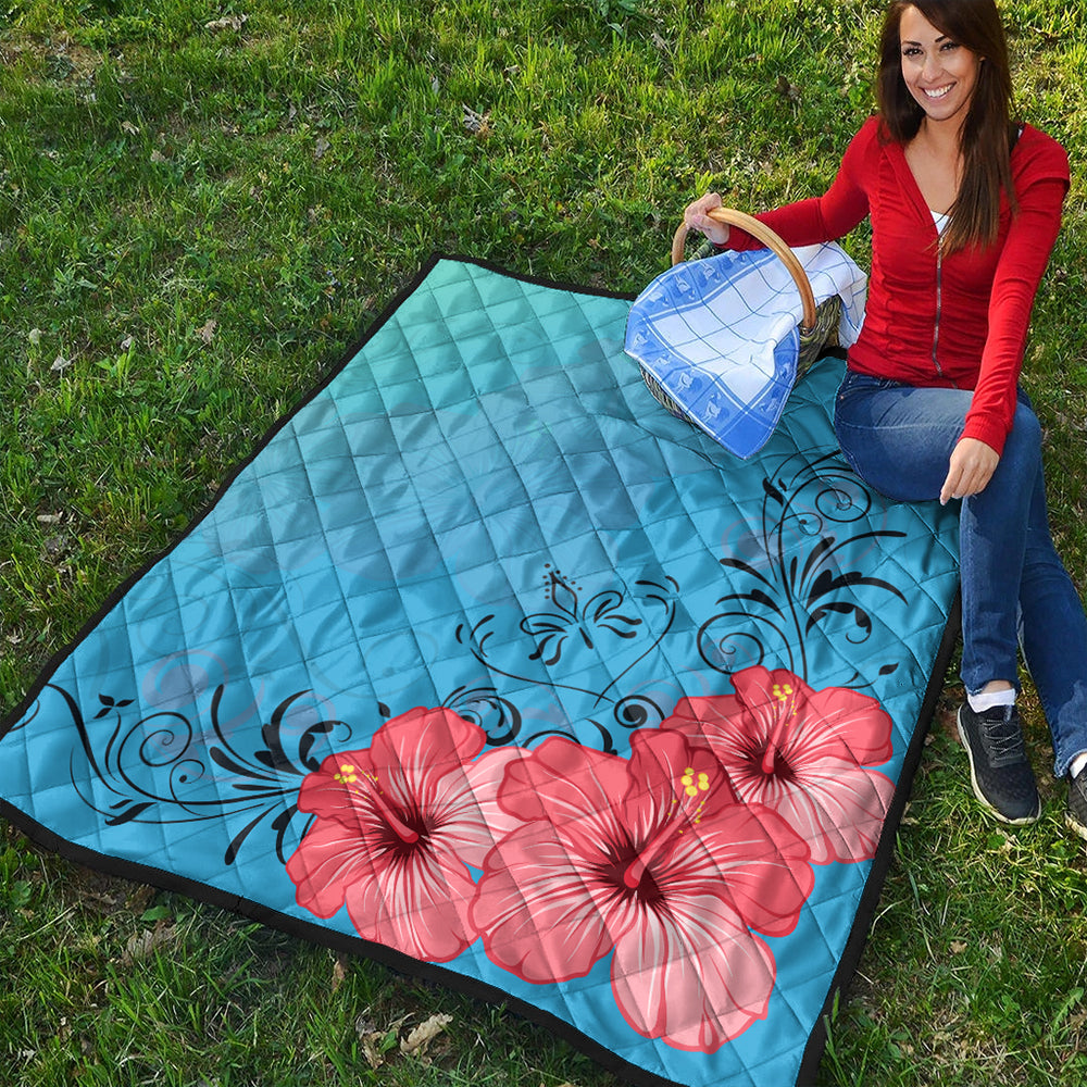 Hawaii Premium Quilt Hibiscus Flower Red