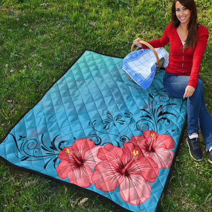 Hawaii Premium Quilt Hibiscus Flower Red