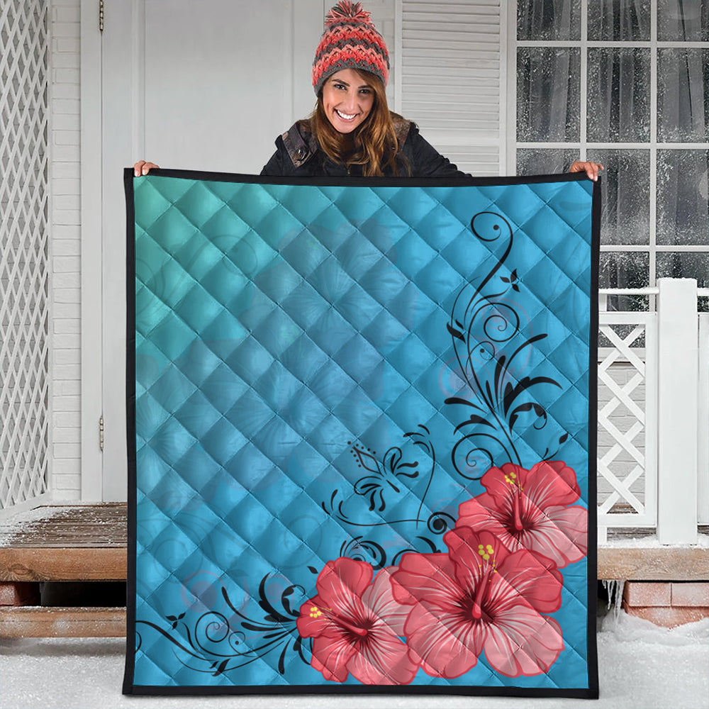 Hawaii Premium Quilt Hibiscus Flower Red