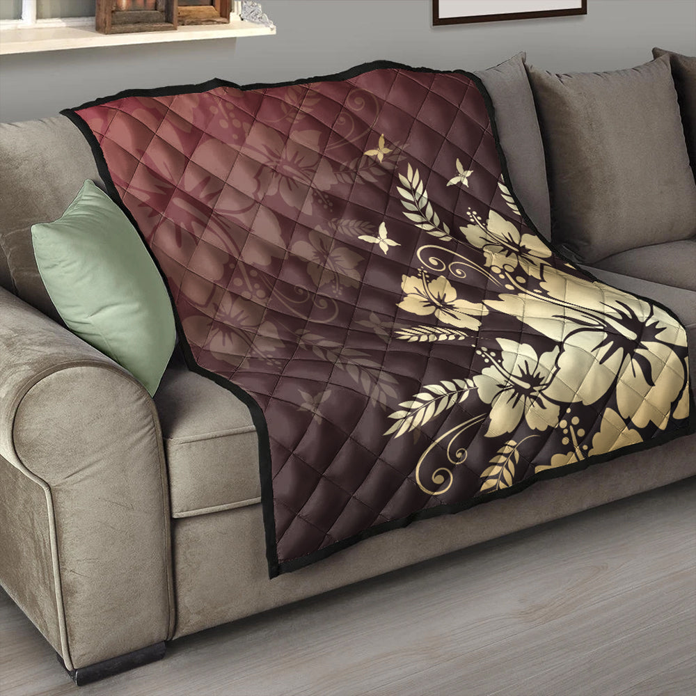 Hawaii Premium Quilt Hibiscus Golden Royal