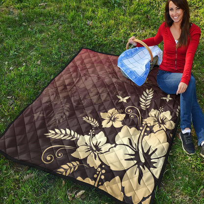 Hawaii Premium Quilt Hibiscus Golden Royal