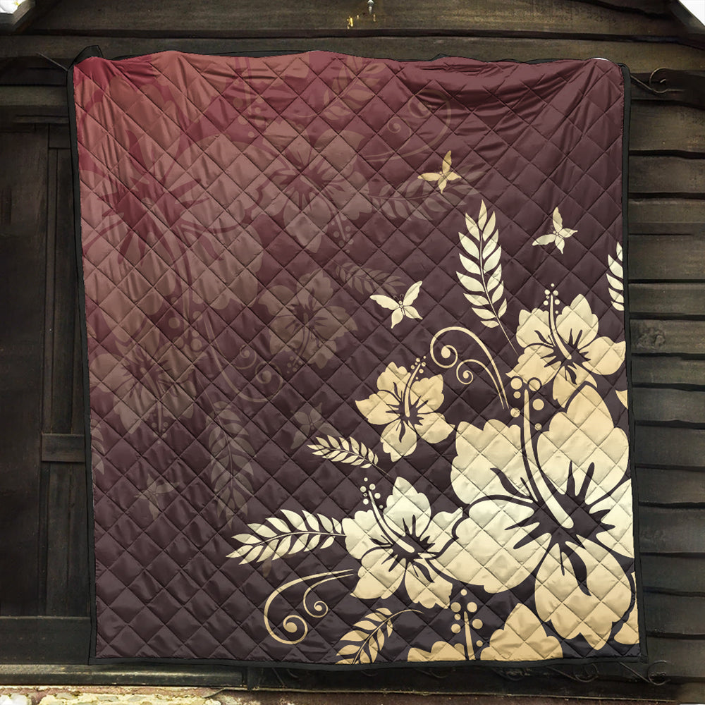 Hawaii Premium Quilt Hibiscus Golden Royal