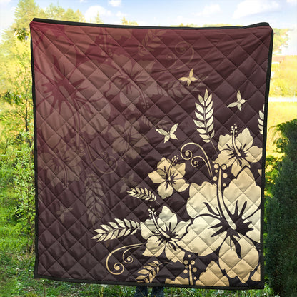 Hawaii Premium Quilt Hibiscus Golden Royal