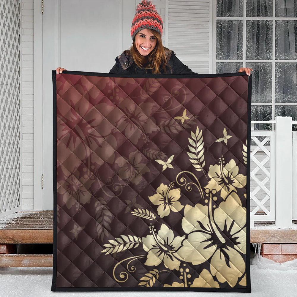 Hawaii Premium Quilt Hibiscus Golden Royal