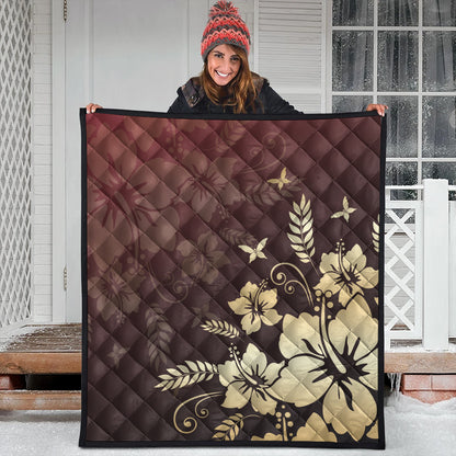 Hawaii Premium Quilt Hibiscus Golden Royal