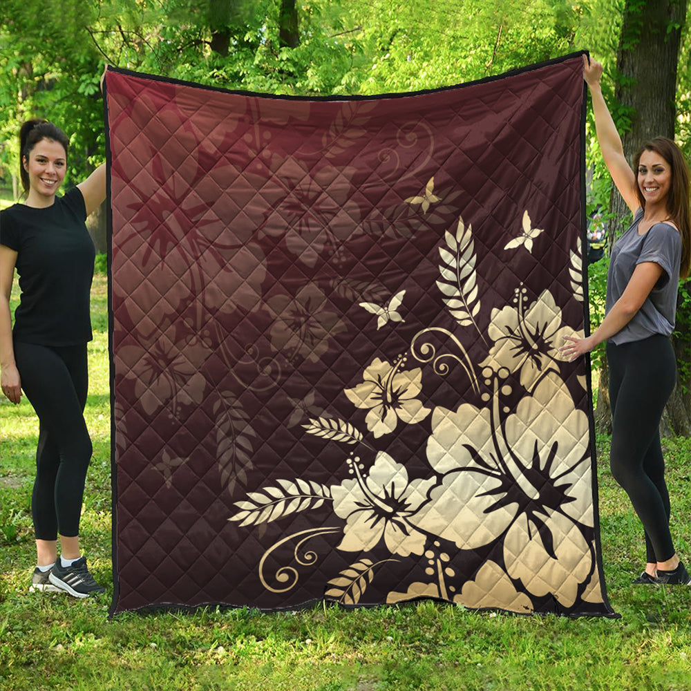 Hawaii Premium Quilt Hibiscus Golden Royal