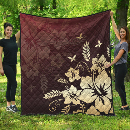 Hawaii Premium Quilt Hibiscus Golden Royal