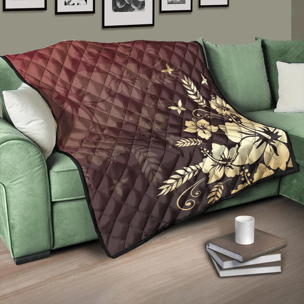 Hawaii Premium Quilt Hibiscus Golden Royal