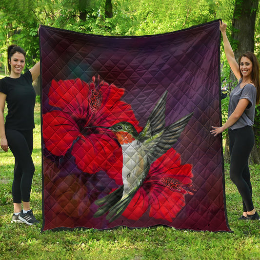 Hawaii Premium Quilt Hibiscus Hummingbird