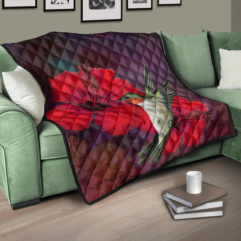 Hawaii Premium Quilt Hibiscus Hummingbird