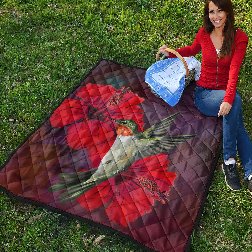 Hawaii Premium Quilt Hibiscus Hummingbird