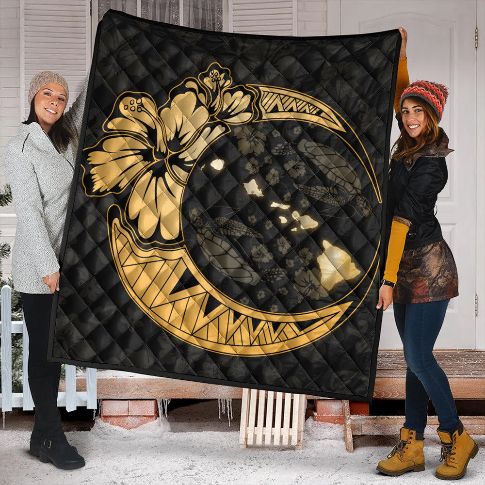 Hawaii Premium Quilt Hibiscus Map On The Moon