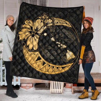 Hawaii Premium Quilt Hibiscus Map On The Moon