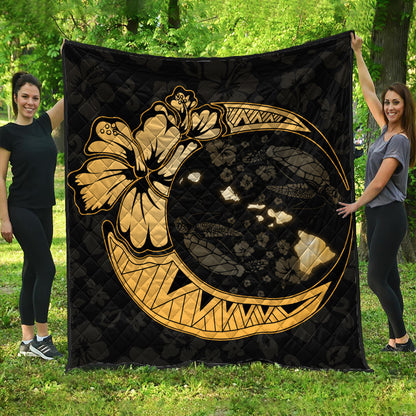 Hawaii Premium Quilt Hibiscus Map On The Moon