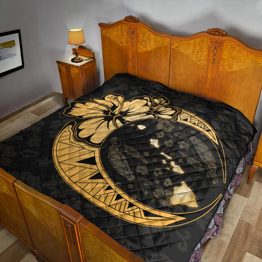 Hawaii Premium Quilt Hibiscus Map On The Moon