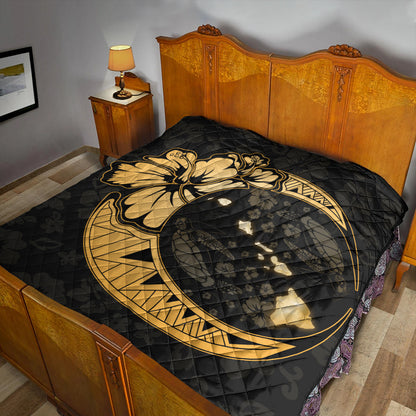 Hawaii Premium Quilt Hibiscus Map On The Moon
