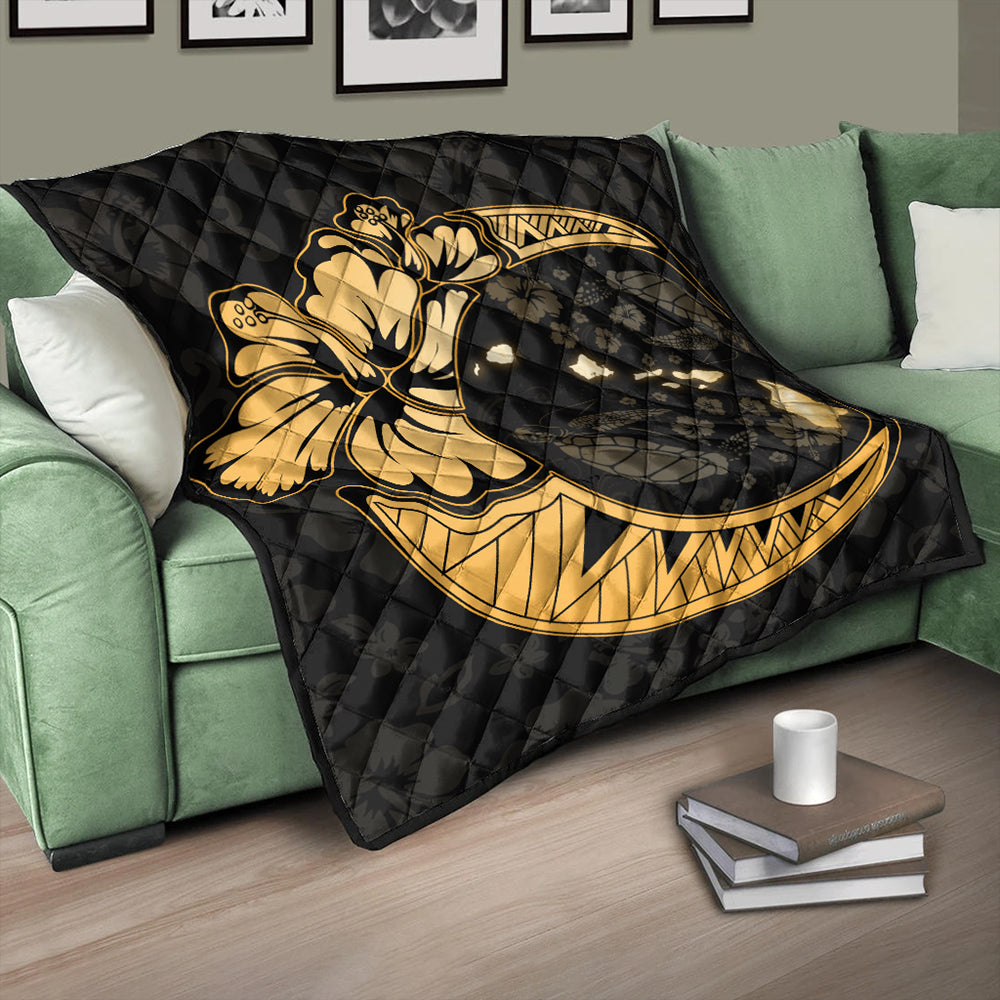 Hawaii Premium Quilt Hibiscus Map On The Moon
