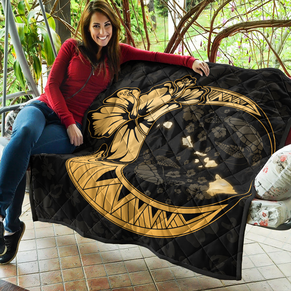 Hawaii Premium Quilt Hibiscus Map On The Moon