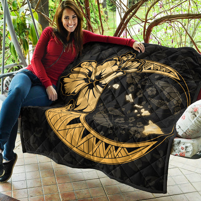 Hawaii Premium Quilt Hibiscus Map On The Moon