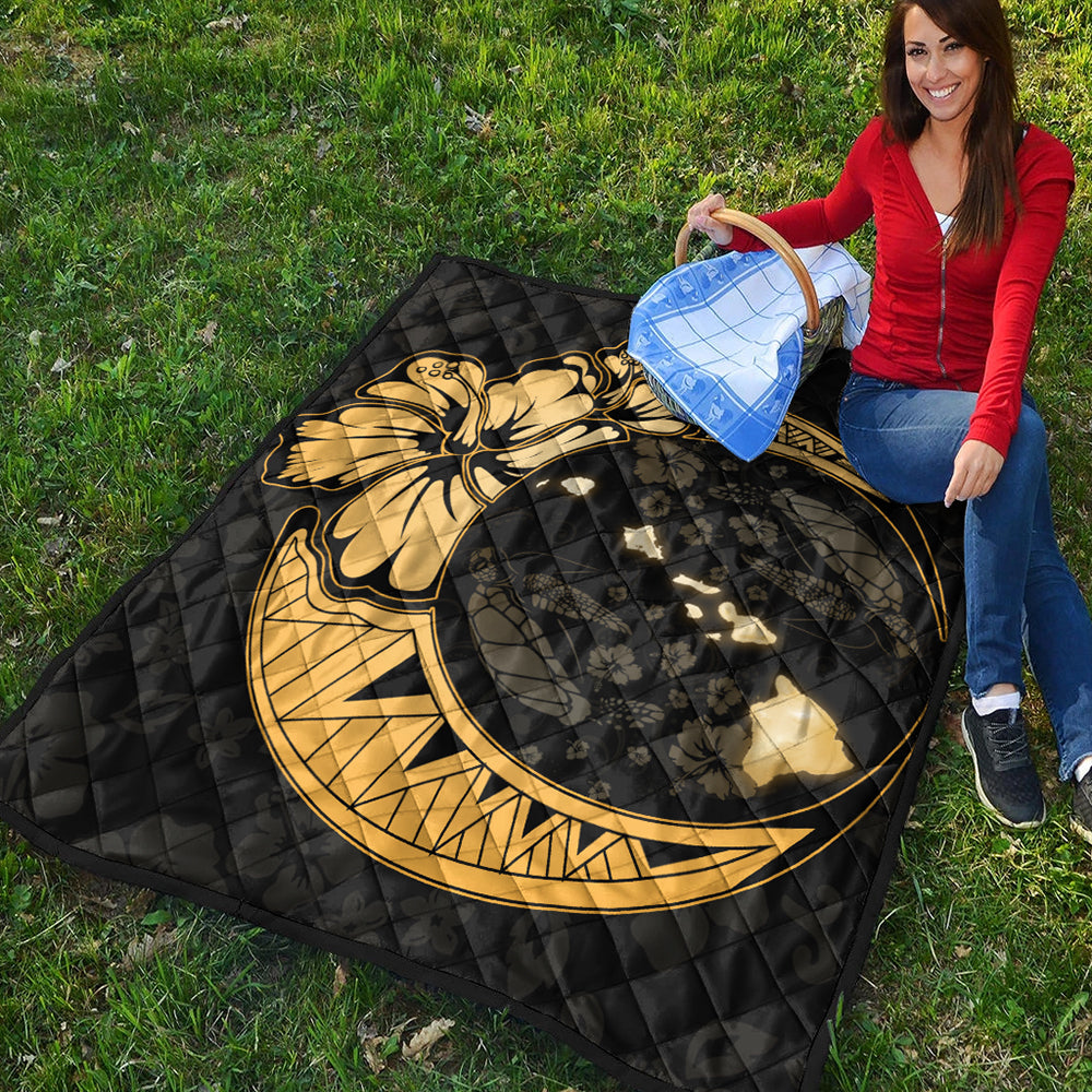 Hawaii Premium Quilt Hibiscus Map On The Moon