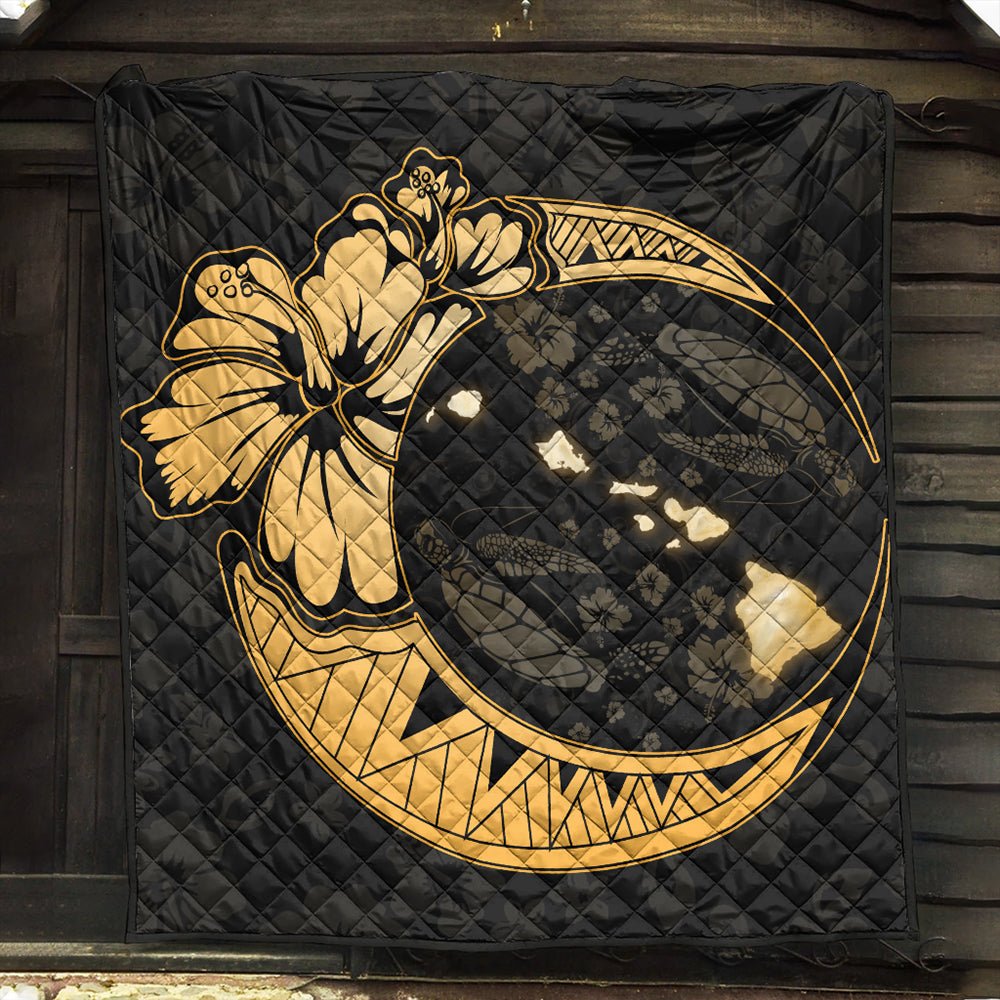 Hawaii Premium Quilt Hibiscus Map On The Moon