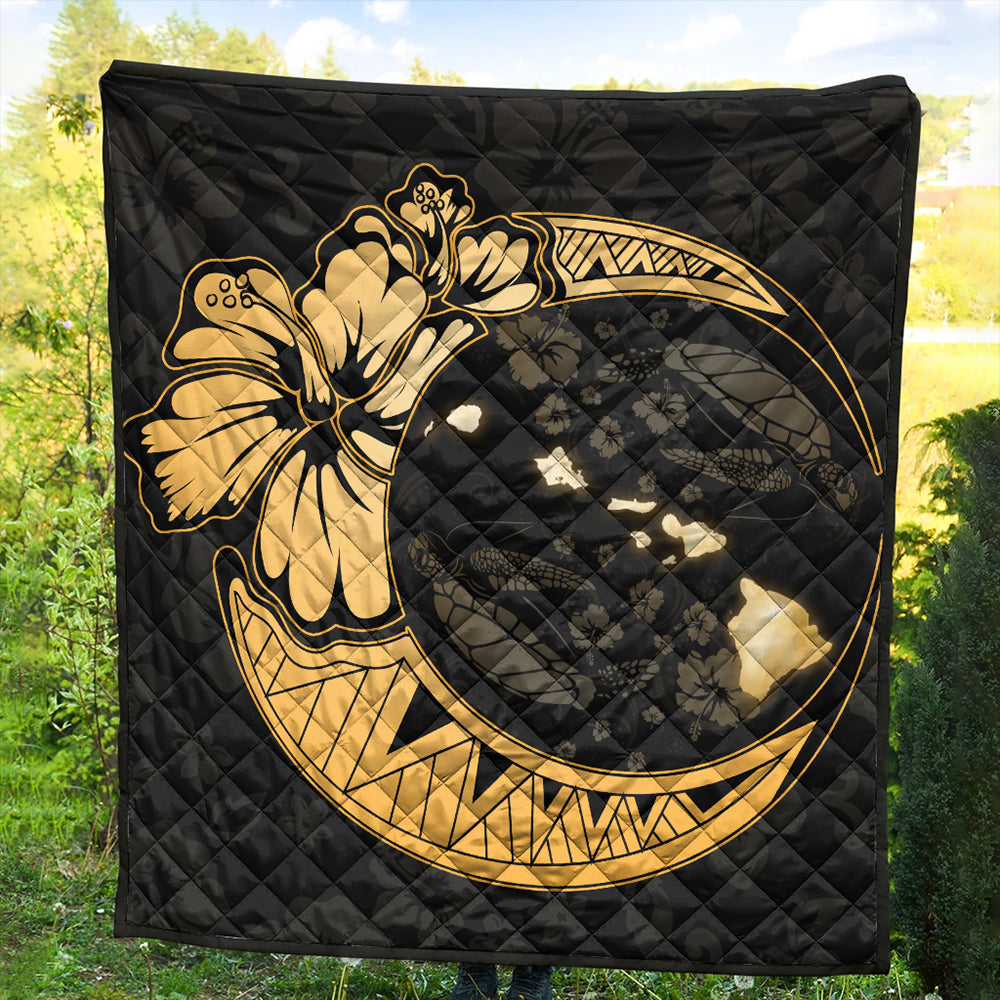 Hawaii Premium Quilt Hibiscus Map On The Moon