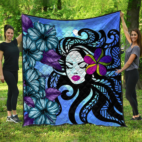 Hawaii Premium Quilt Hibiscus Polynesian Hula Girl