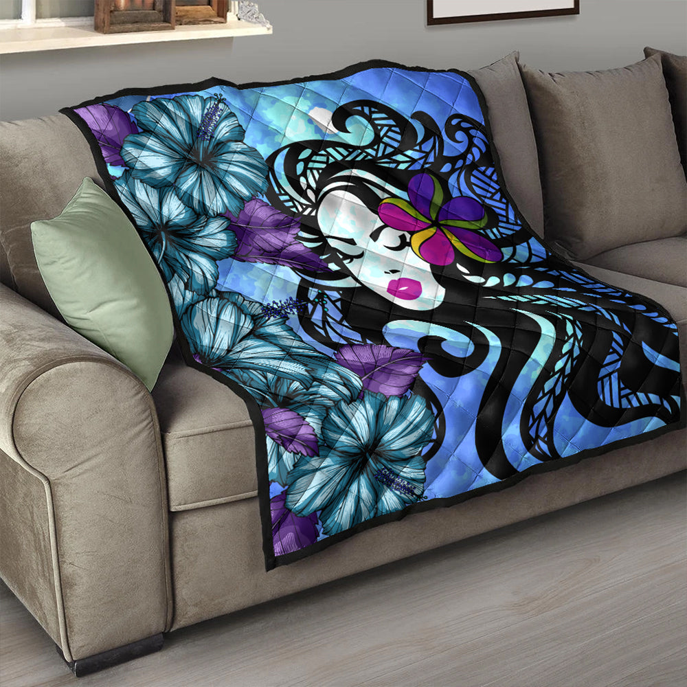 Hawaii Premium Quilt Hibiscus Polynesian Hula Girl